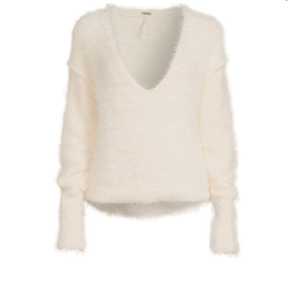 NWT Womens Free People Serendipity Faux Fur Sweater Size Small White Cream Color - Picture 7 of 15